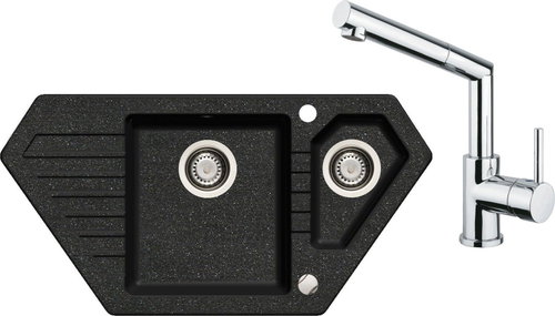 SINKS BRAVO 850.1 Granblack + MIX 350 P glossy - Kitchen Sink and Tap Set - Main image