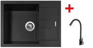 Amanda 650 Pureblack Sink + Elasta Matt Black Tap - Kitchen Sink and Tap Set
