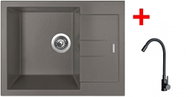 Amanda 650 Truffle Sink + Elasta Black Matt Tap - Kitchen Sink and Tap Set