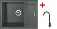 Sinks Amanda 650 Titanium + Elasta Matt Black - Kitchen Sink and Tap Set