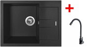 Sinks Amanda 650 Metalblack + Elasta Matt Black - Kitchen Sink and Tap Set