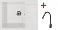 Sinks Amanda 650 Milk + Elasta S Matt Black - Kitchen Sink and Tap Set