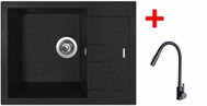 Sinks Amanda 650 Granblack + Elasta S Matt Black - Kitchen Sink and Tap Set