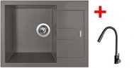 Sinks Amanda 650 Truffle + Elasta S Matt Black - Kitchen Sink and Tap Set