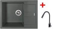 Sinks Amanda 650 Titanium + Elasta S Black Matt - Kitchen Sink and Tap Set