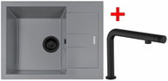 Sinks Amanda 650 Bl Nanogrey + Comforta Nanoblack - Kitchen Sink and Tap Set