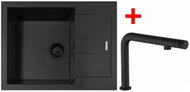 Amanda 650 Bl Nanoblack + Comforta Nanoblack Sink - Kitchen Sink and Tap Set