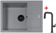 Sinks Amanda 650 Bl Nanogrey + Eva P Nanoblack - Kitchen Sink and Tap Set
