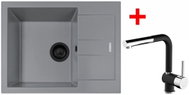 Sinks Amanda 650 Bl Nanogrey + Mix 3 P Nanoblack - Kitchen Sink and Tap Set