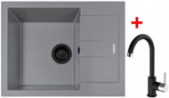 Sinks Amanda 650 Bl Nanogrey + Mix 35 Nanoblack - Kitchen Sink and Tap Set