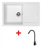 Sinks Amanda 780 Milk + Elasta Matt Black - Kitchen Sink and Tap Set