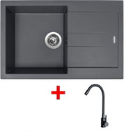 Sinks Amanda 780 Titanium + Elasta Black Matt - Kitchen Sink and Tap Set