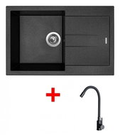 Sinks Amanda 780 Metalblack + Elasta Matt Black - Kitchen Sink and Tap Set