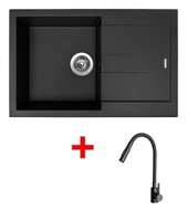 Sinks Amanda 780 Pureblack + Elasta S Matt Black - Kitchen Sink and Tap Set