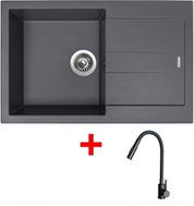 Sinks Amanda 780 Titanium + Elasta S Black Matt - Kitchen Sink and Tap Set