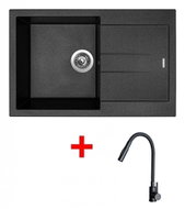 Sinks Amanda 780 Metalblack + Elasta S Matt Black - Kitchen Sink and Tap Set