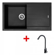 Sinks Amanda 860 Pureblack + Elasta Matt Black - Kitchen Sink and Tap Set