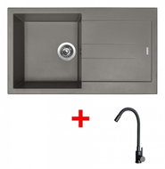 Amanda 860 Truffle Sink + Elasta Matt Black Tap - Kitchen Sink and Tap Set