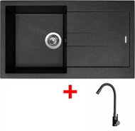 Sinks Amanda 860 Metalblack + Elasta Matt Black - Kitchen Sink and Tap Set