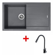 Sinks Amanda 860 Titanium + Elasta S Matt Black - Kitchen Sink and Tap Set