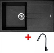 Sinks Amanda 860 Metalblack + Elasta S Matt Black - Kitchen Sink and Tap Set
