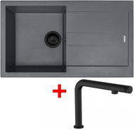Sinks Amanda 860 Bl Nanogrey + Comforta Nanoblack - Kitchen Sink and Tap Set