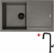 Amanda 860 Bl Nanotruffle Sink + Eva P Nanoblack Tap - Kitchen Sink and Tap Set