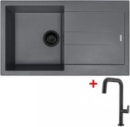 Sinks Amanda 860 Bl Nanogrey + Eva P Nanoblack - Kitchen Sink and Tap Set