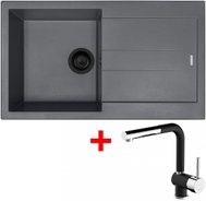 Sinks Amanda 860 Bl Nanogrey + Mix 3 P Nanoblack - Kitchen Sink and Tap Set