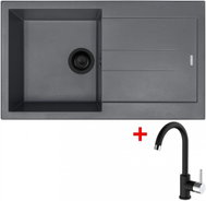 Sinks Amanda 860 Bl Nanogrey + Mix 35 Nanoblack - Kitchen Sink and Tap Set