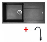 Sinks Amanda 990 Metalblack + Elasta Matt Black - Kitchen Sink and Tap Set