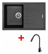 Sinks Best 780 Granblack + Elasta S Black Matt - Kitchen Sink and Tap Set