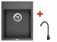 Sinks Classic 400 Pureblack + Elasta Matt Black - Kitchen Sink and Tap Set