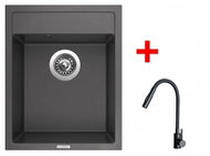 Sinks Classic 400 Titanium + Elasta S Matt Black - Kitchen Sink and Tap Set