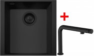Sinks Cube 340u Bl Nanoblack + Comforta Nanoblack - Kitchen Sink and Tap Set