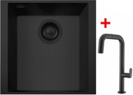 Sinks Cube 340u Bl Nanoblack + Eva P Nanoblack - Kitchen Sink and Tap Set