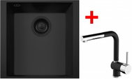 Sinks Cube 340u Bl Nanoblack + Mix 3 P Nanoblack - Kitchen Sink and Tap Set
