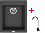 Sinks Cube 410 Pureblack + Elasta Matt Black - Kitchen Sink and Tap Set
