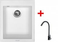 Sinks Cube 410 Milk + Elasta Matt Black - Kitchen Sink and Tap Set
