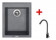 Sinks Cube 410 Titanium + Elasta Matt Black - Kitchen Sink and Tap Set
