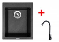 Sinks Cube 410 Metalblack + Elasta Matt Black - Kitchen Sink and Tap Set