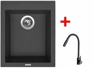 Sinks Cube 410 Pureblack + Elasta S Matt Black - Kitchen Sink and Tap Set
