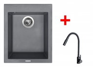 Sinks Cube 410 Titanium + Elasta S Matt Black - Kitchen Sink and Tap Set