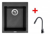 Sinks Cube 410 Metalblack + Elasta S Matt Black - Kitchen Sink and Tap Set