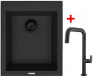 Sinks Cube 410 Bl Nanoblack + Eva P Nanoblack - Kitchen Sink and Tap Set