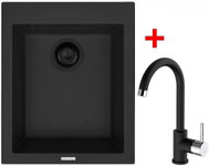 Sinks Cube 410 Bl Nanoblack + Mix 35 Nanoblack - Kitchen Sink and Tap Set