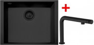 Sinks Cube 490u Bl Nanoblack + Comforta Nanoblack - Kitchen Sink and Tap Set