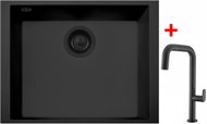 Sinks Cube 490u Bl Nanoblack + Eva P Nanoblack - Kitchen Sink and Tap Set