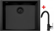 Sinks Cube 490u Bl Nanoblack + Mix 35 Nanoblack - Kitchen Sink and Tap Set