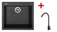 Sinks Cube 560 Pureblack + Elasta Matt Black - Kitchen Sink and Tap Set